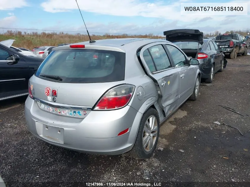 2008 Saturn Astra VIN: W08AT671685118400 Lot: 12147986