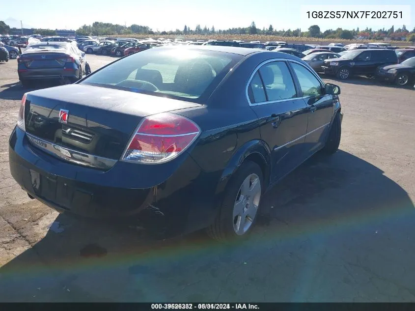 2007 Saturn Aura Xe VIN: 1G8ZS57NX7F202751 Lot: 39526332