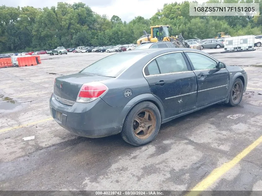 2007 Saturn Aura Xe VIN: 1G8ZS57N17F151205 Lot: 40239742