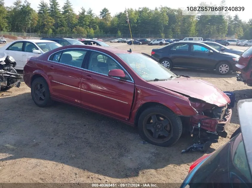 2008 Saturn Aura Xe VIN: 1G8ZS57B68F240839 Lot: 40365451