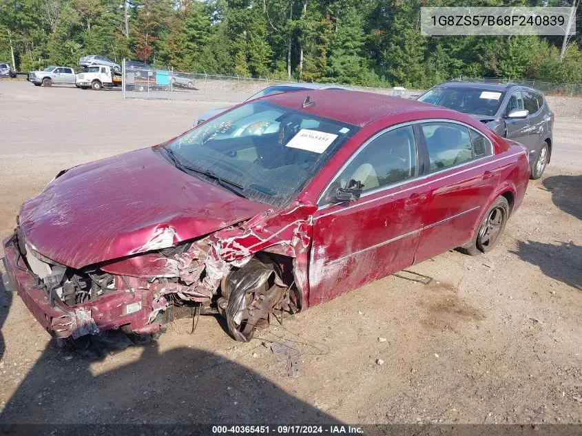 2008 Saturn Aura Xe VIN: 1G8ZS57B68F240839 Lot: 40365451