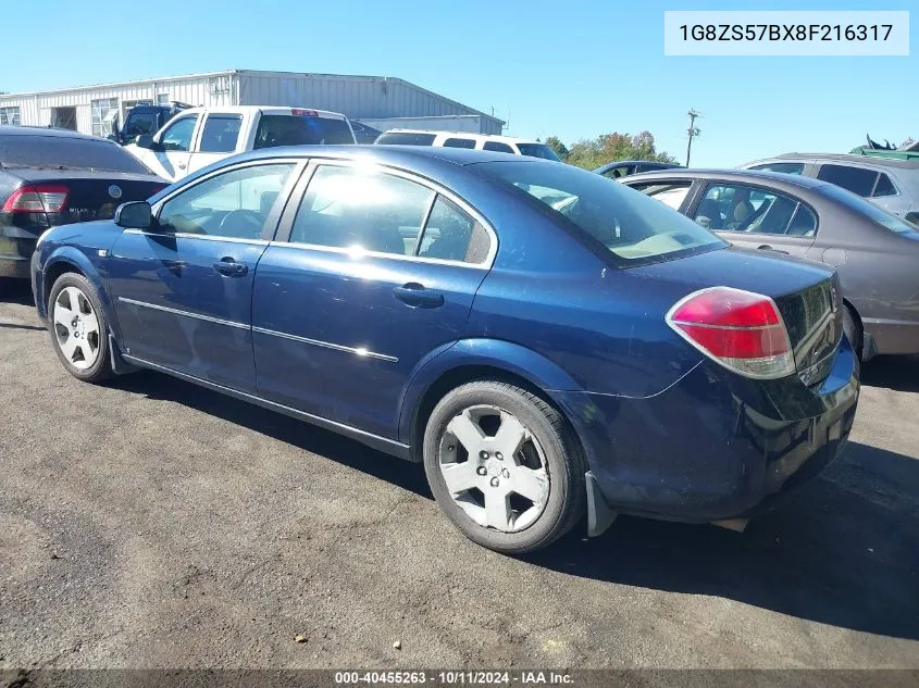 2008 Saturn Aura Xe VIN: 1G8ZS57BX8F216317 Lot: 40455263