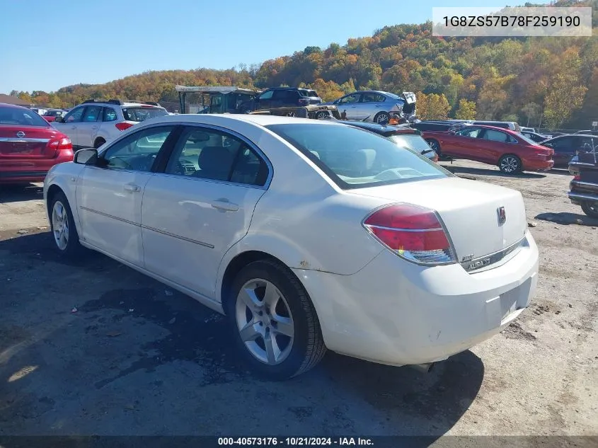 2008 Saturn Aura Xe VIN: 1G8ZS57B78F259190 Lot: 40573176