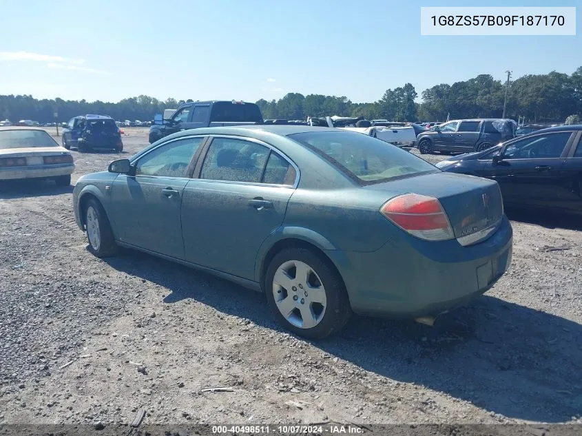 2009 Saturn Aura Xe VIN: 1G8ZS57B09F187170 Lot: 40498511