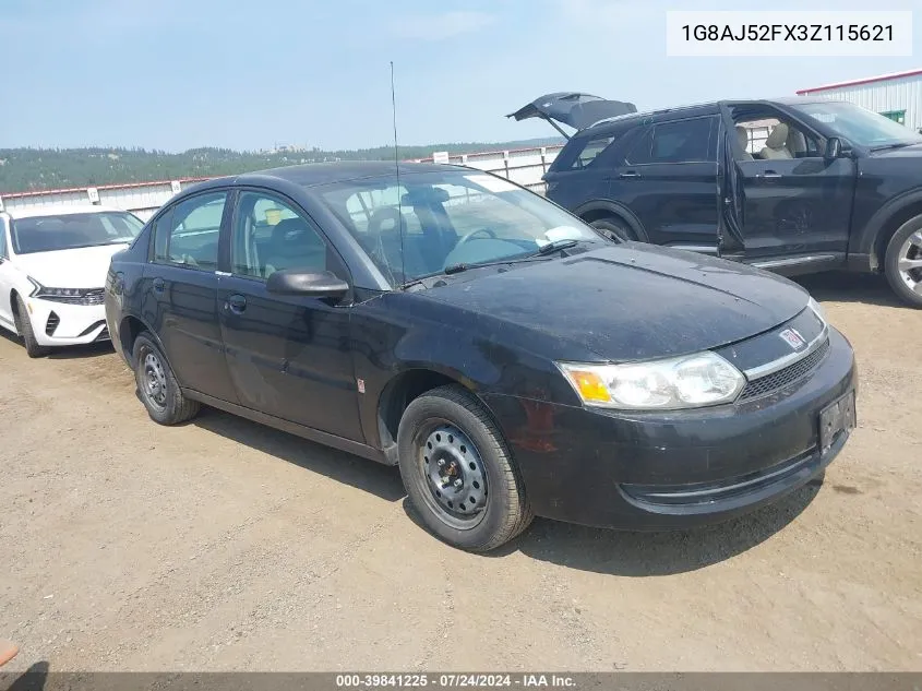 2003 Saturn Ion 2 VIN: 1G8AJ52FX3Z115621 Lot: 39841225