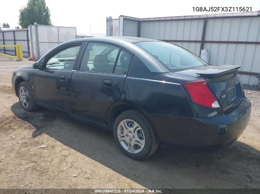 2003 Saturn Ion 2 VIN: 1G8AJ52FX3Z115621 Lot: 39841225