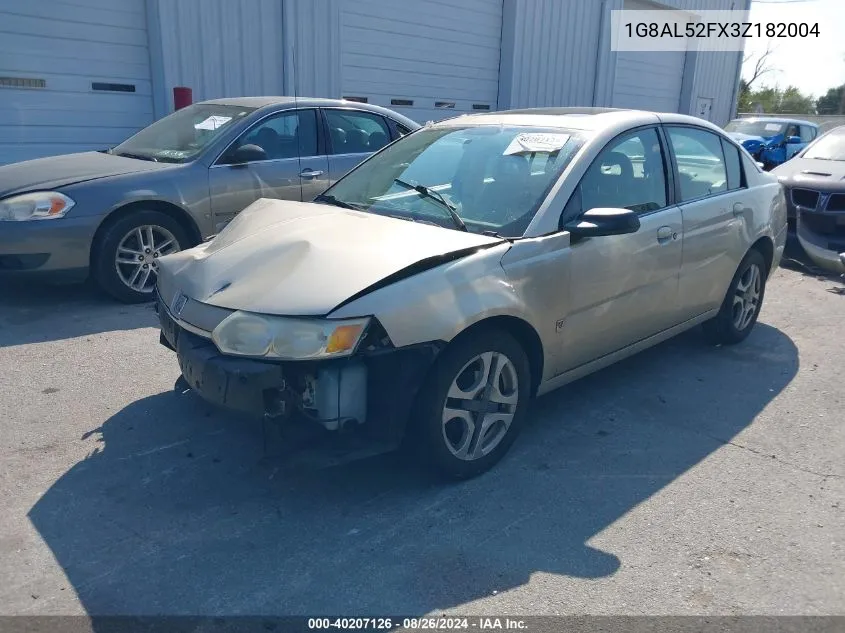 2003 Saturn Ion 3 VIN: 1G8AL52FX3Z182004 Lot: 40207126