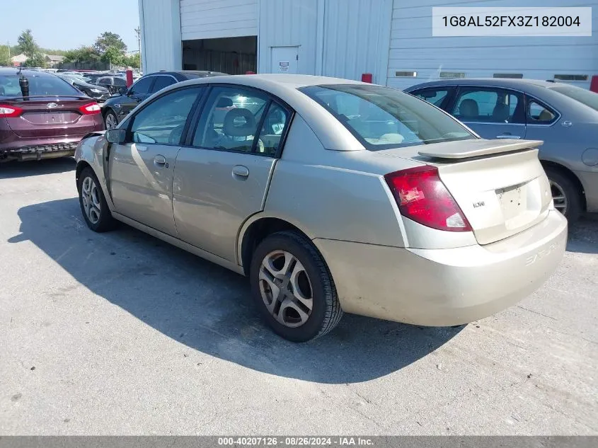 2003 Saturn Ion 3 VIN: 1G8AL52FX3Z182004 Lot: 40207126