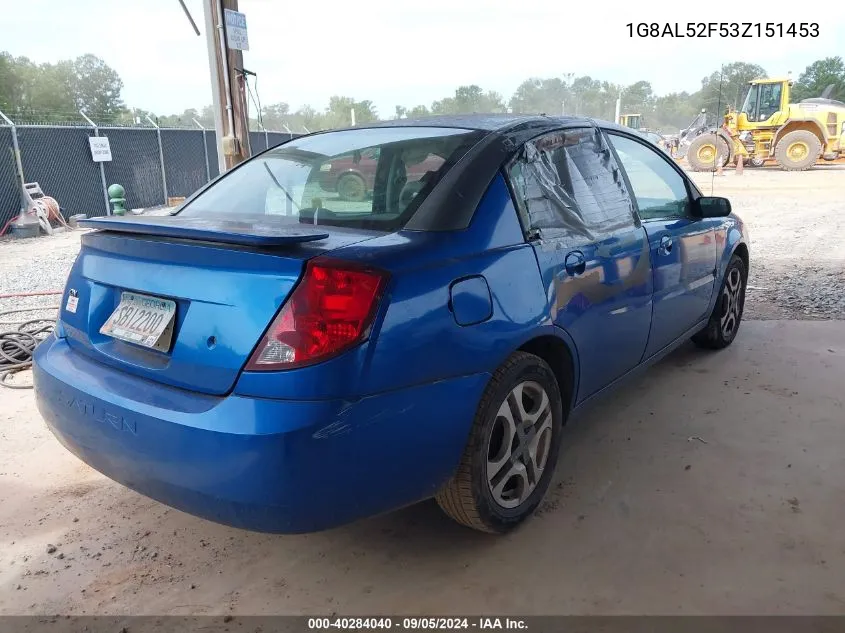 2003 Saturn Ion Ion 3 VIN: 1G8AL52F53Z151453 Lot: 40284040