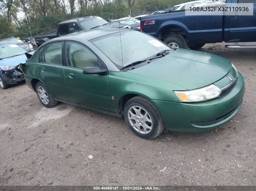 2003 Saturn Ion Level 2 VIN: 1G8AJ52FX3Z110936 Lot: 40468167