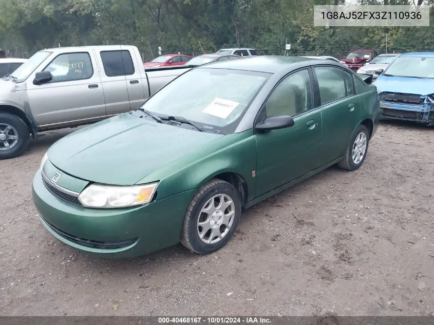 2003 Saturn Ion Level 2 VIN: 1G8AJ52FX3Z110936 Lot: 40468167