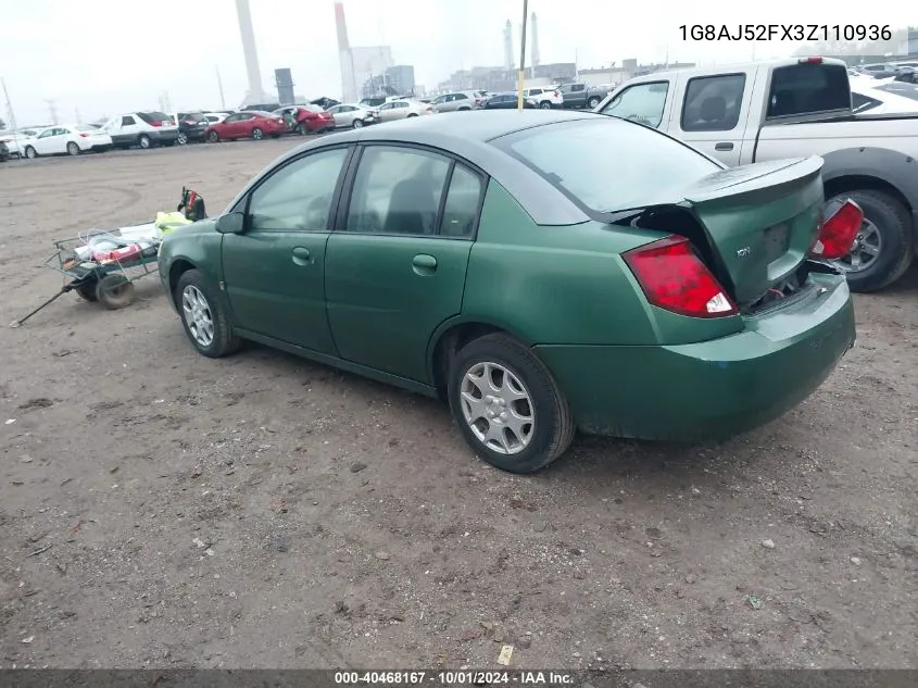 2003 Saturn Ion Level 2 VIN: 1G8AJ52FX3Z110936 Lot: 40468167