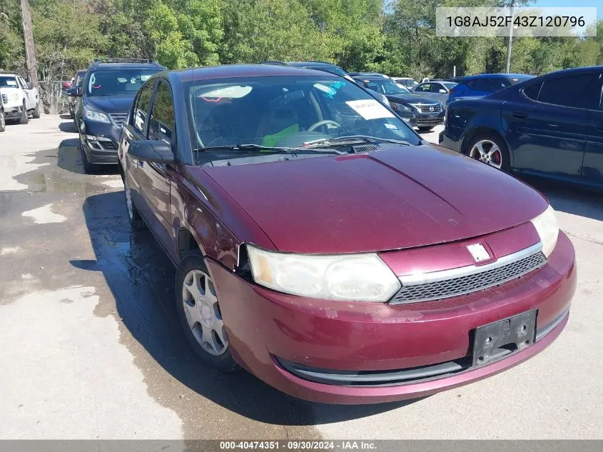 2003 Saturn Ion 2 VIN: 1G8AJ52F43Z120796 Lot: 40474351