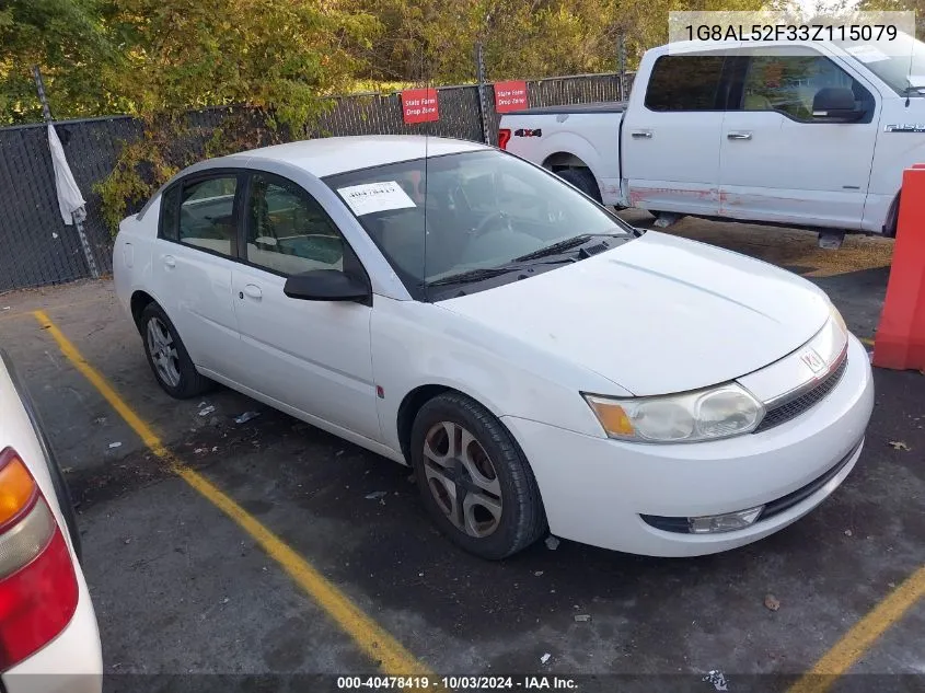 2003 Saturn Ion 3 VIN: 1G8AL52F33Z115079 Lot: 40478419