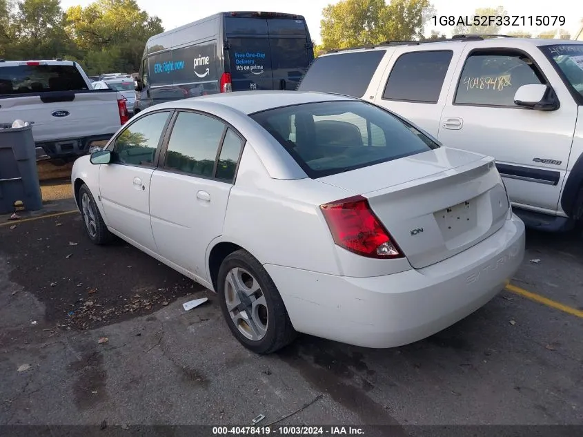 2003 Saturn Ion 3 VIN: 1G8AL52F33Z115079 Lot: 40478419