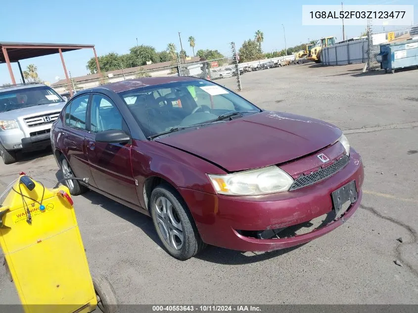 2003 Saturn Ion 3 VIN: 1G8AL52F03Z123477 Lot: 40553643