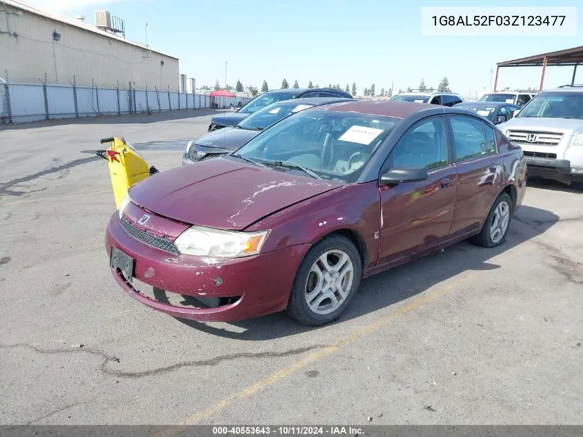 2003 Saturn Ion 3 VIN: 1G8AL52F03Z123477 Lot: 40553643