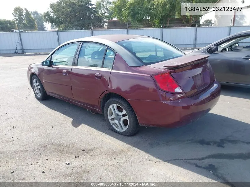 2003 Saturn Ion 3 VIN: 1G8AL52F03Z123477 Lot: 40553643