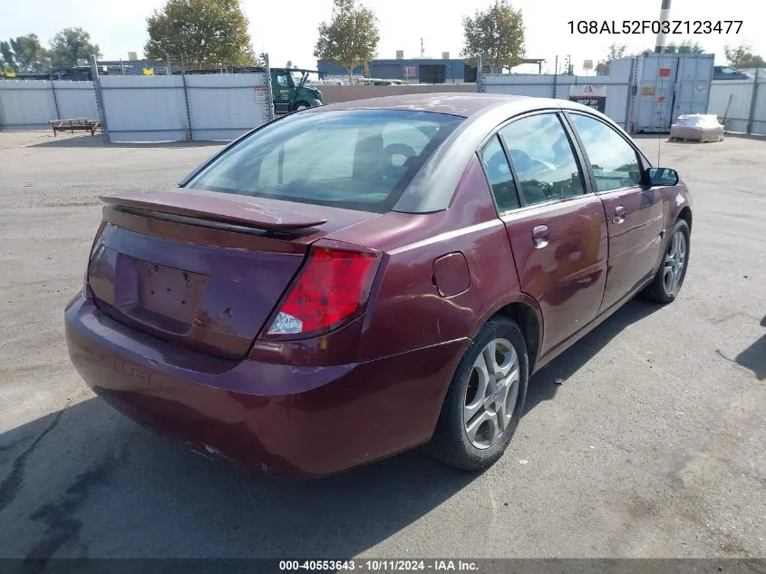 2003 Saturn Ion 3 VIN: 1G8AL52F03Z123477 Lot: 40553643