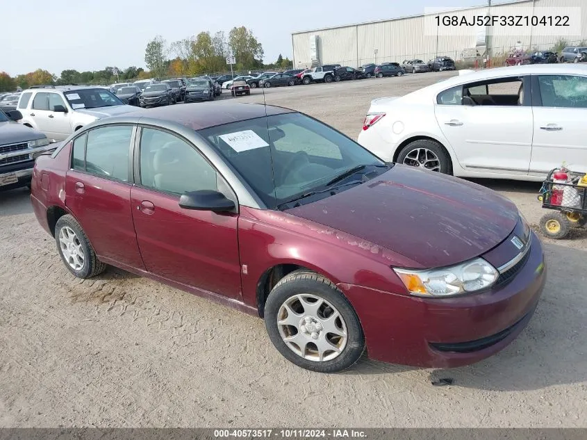 2003 Saturn Ion 2 VIN: 1G8AJ52F33Z104122 Lot: 40573517