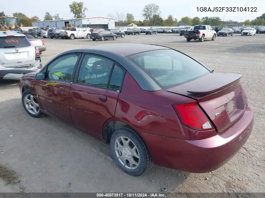 2003 Saturn Ion 2 VIN: 1G8AJ52F33Z104122 Lot: 40573517