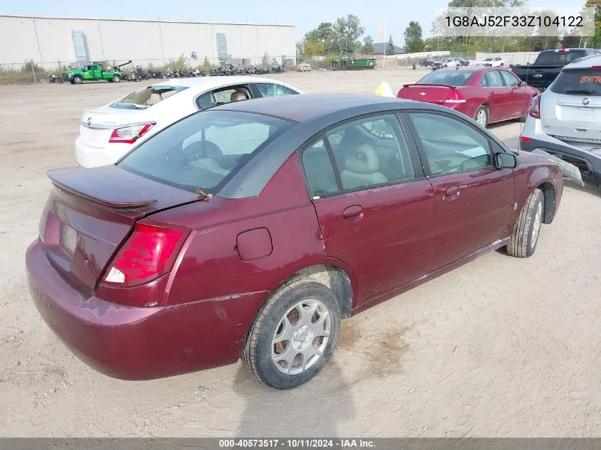 2003 Saturn Ion 2 VIN: 1G8AJ52F33Z104122 Lot: 40573517