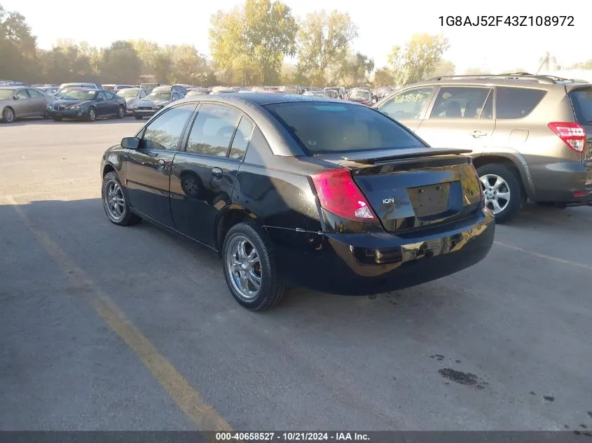 2003 Saturn Ion 2 VIN: 1G8AJ52F43Z108972 Lot: 40658527