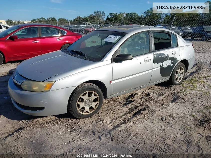 2003 Saturn Ion 2 VIN: 1G8AJ52F23Z169835 Lot: 40688428