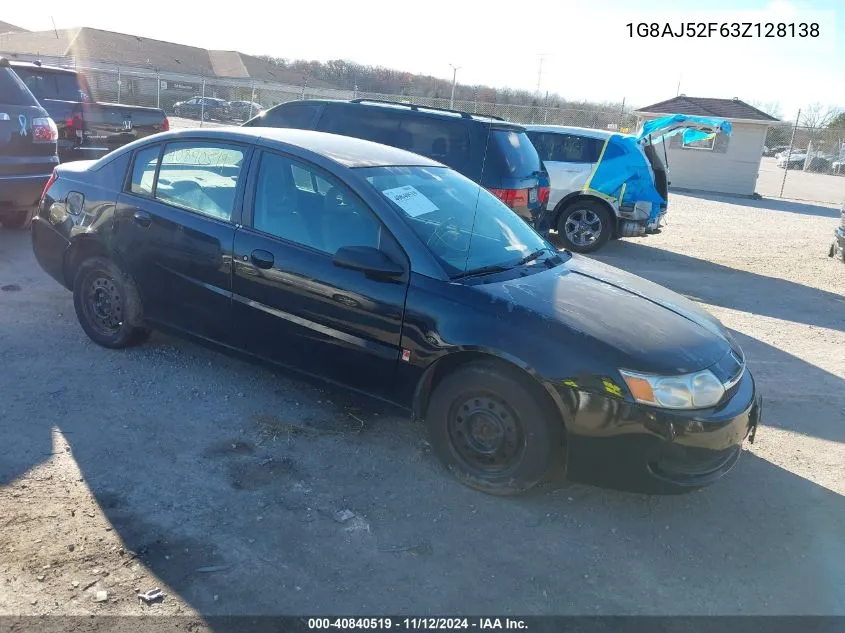 2003 Saturn Ion 2 VIN: 1G8AJ52F63Z128138 Lot: 40840519