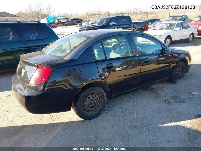 2003 Saturn Ion 2 VIN: 1G8AJ52F63Z128138 Lot: 40840519