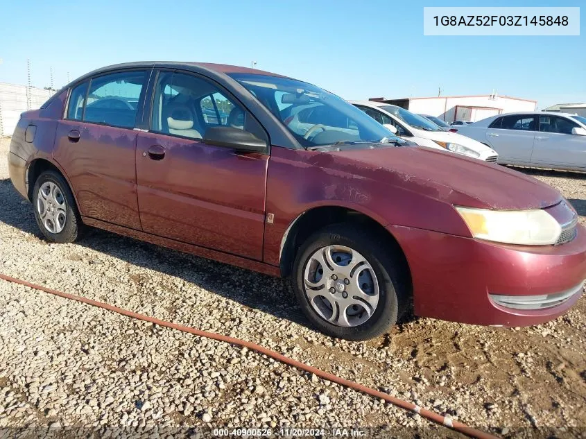 2003 Saturn Ion 2 VIN: 1G8AZ52F03Z145848 Lot: 40900526