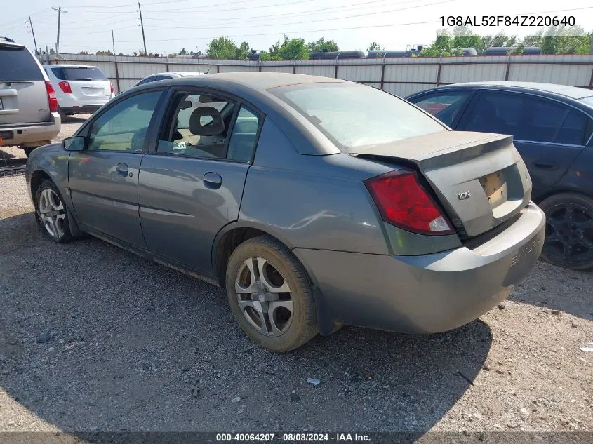 2004 Saturn Ion 3 VIN: 1G8AL52F84Z220640 Lot: 40064207