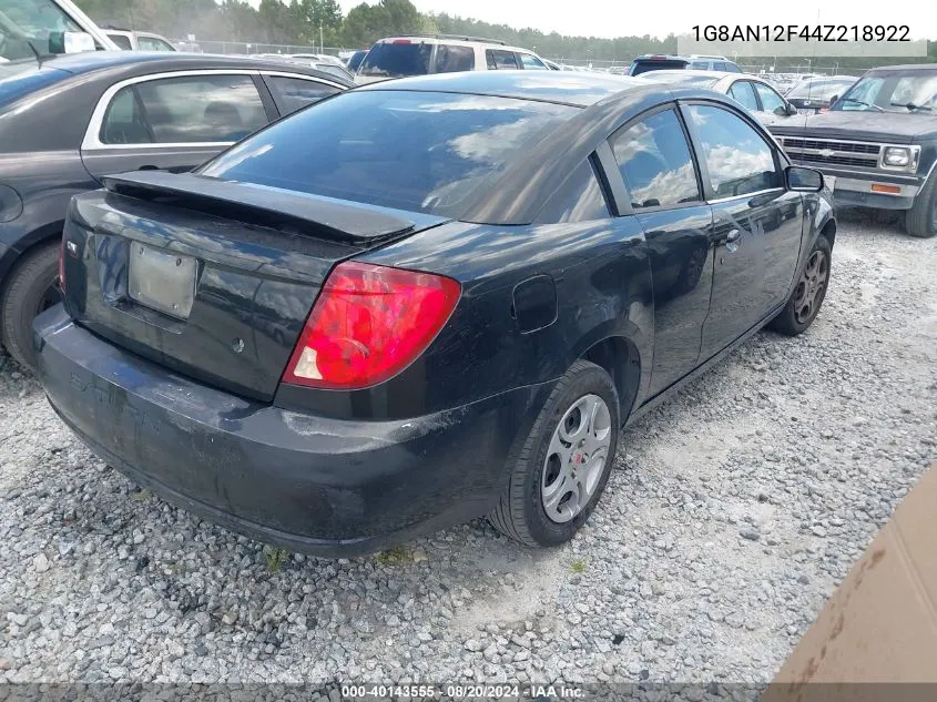 2004 Saturn Ion 2 VIN: 1G8AN12F44Z218922 Lot: 40143555