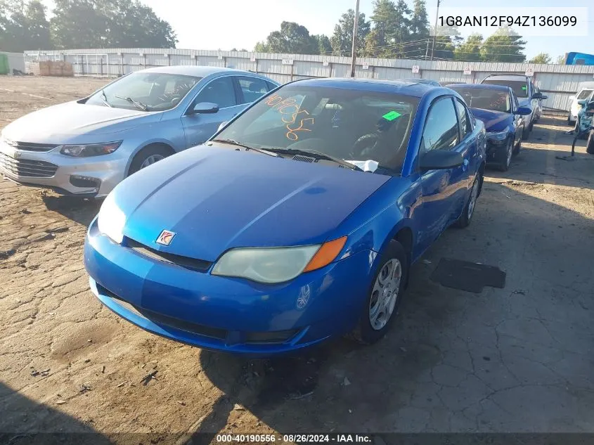 2004 Saturn Ion 2 VIN: 1G8AN12F94Z136099 Lot: 40190556