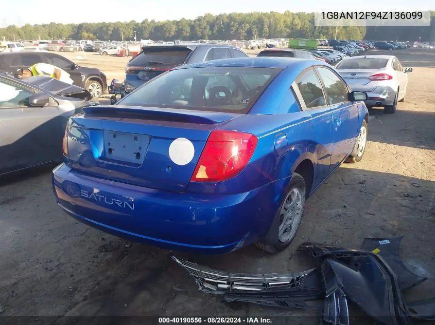 2004 Saturn Ion 2 VIN: 1G8AN12F94Z136099 Lot: 40190556