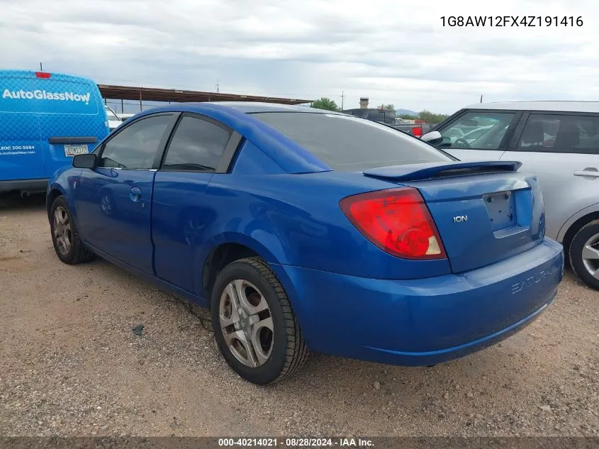 2004 Saturn Ion 3 VIN: 1G8AW12FX4Z191416 Lot: 40214021