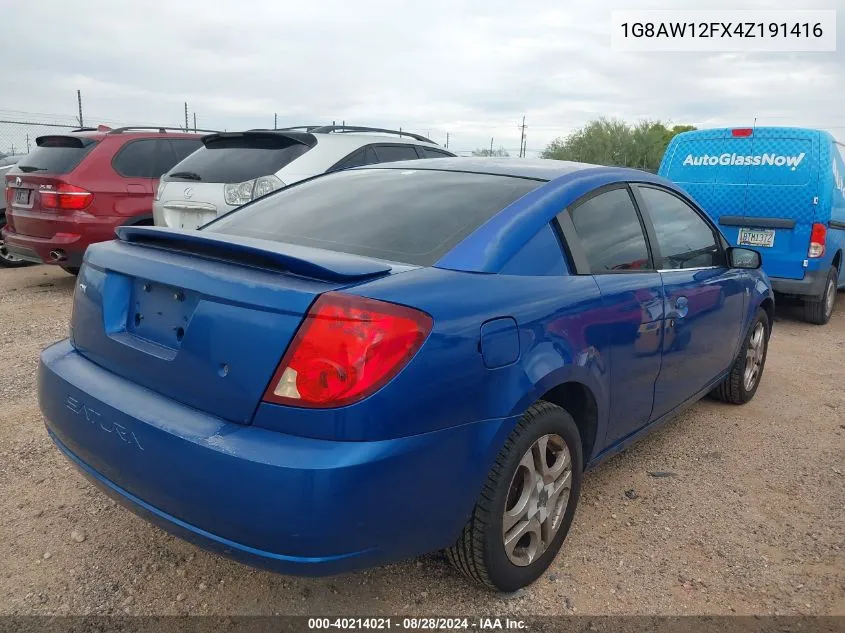 2004 Saturn Ion 3 VIN: 1G8AW12FX4Z191416 Lot: 40214021