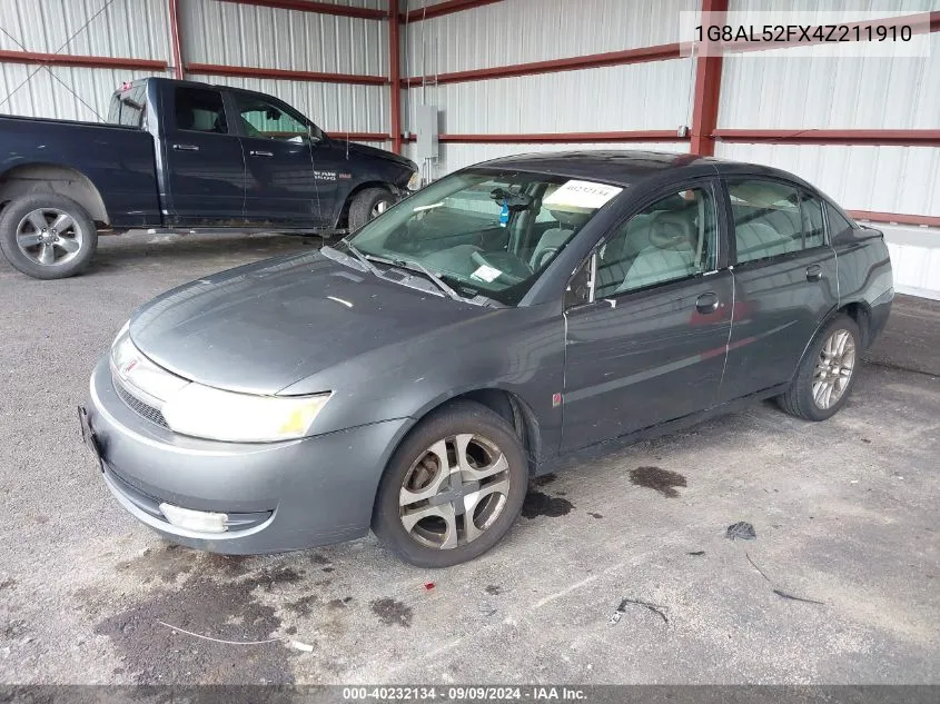 2004 Saturn Ion 3 VIN: 1G8AL52FX4Z211910 Lot: 40232134