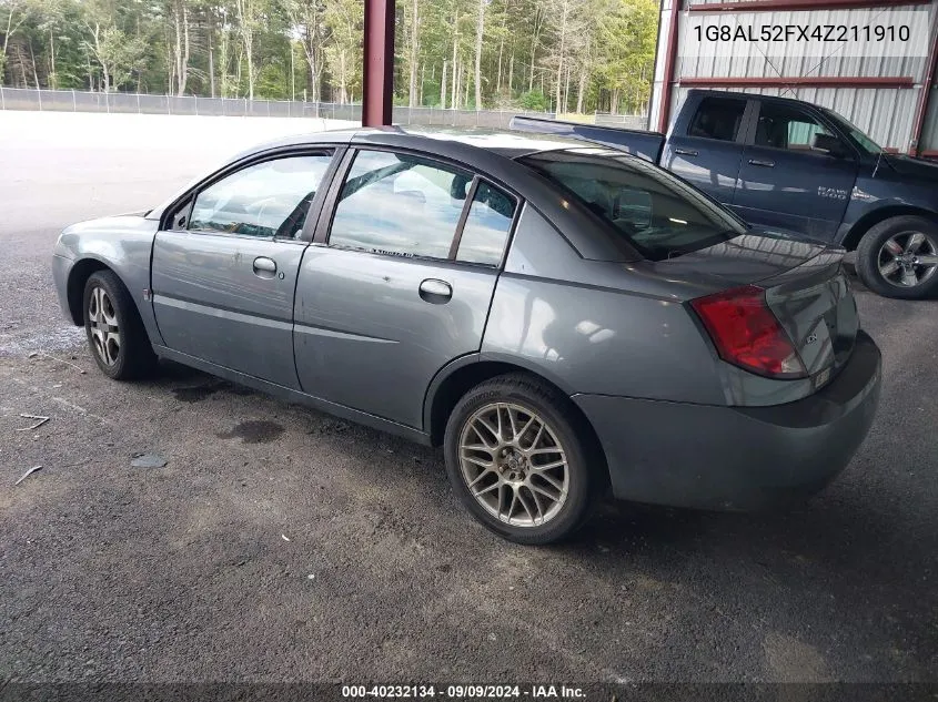 2004 Saturn Ion 3 VIN: 1G8AL52FX4Z211910 Lot: 40232134