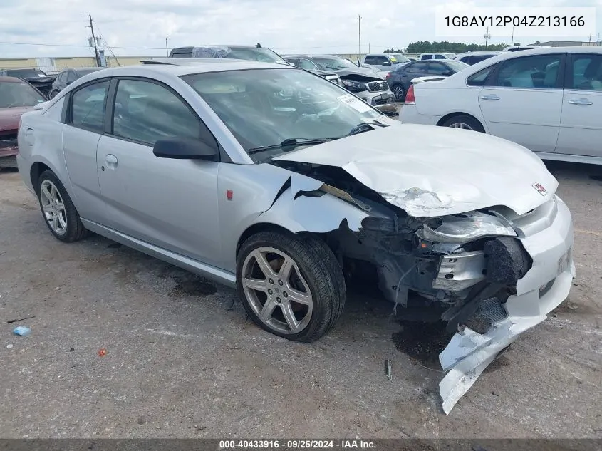 2004 Saturn Ion Red Line VIN: 1G8AY12P04Z213166 Lot: 40433916