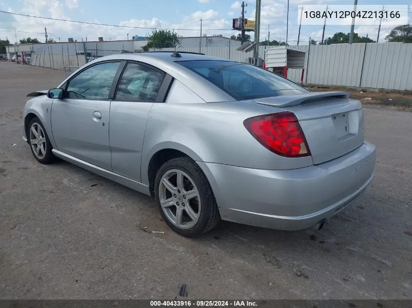 2004 Saturn Ion Red Line VIN: 1G8AY12P04Z213166 Lot: 40433916