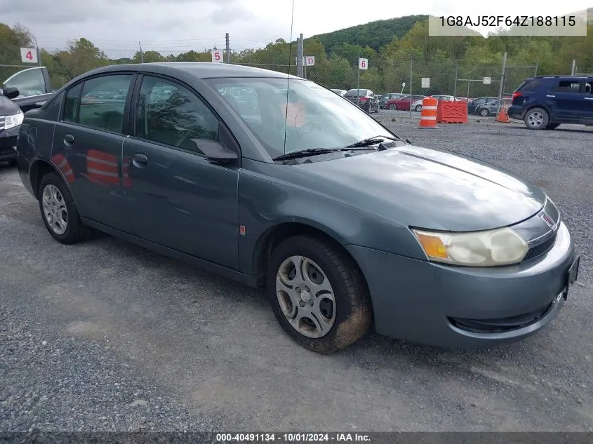 2004 Saturn Ion 2 VIN: 1G8AJ52F64Z188115 Lot: 40491134