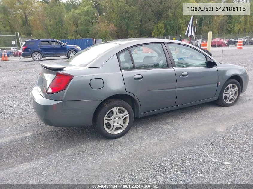 2004 Saturn Ion 2 VIN: 1G8AJ52F64Z188115 Lot: 40491134