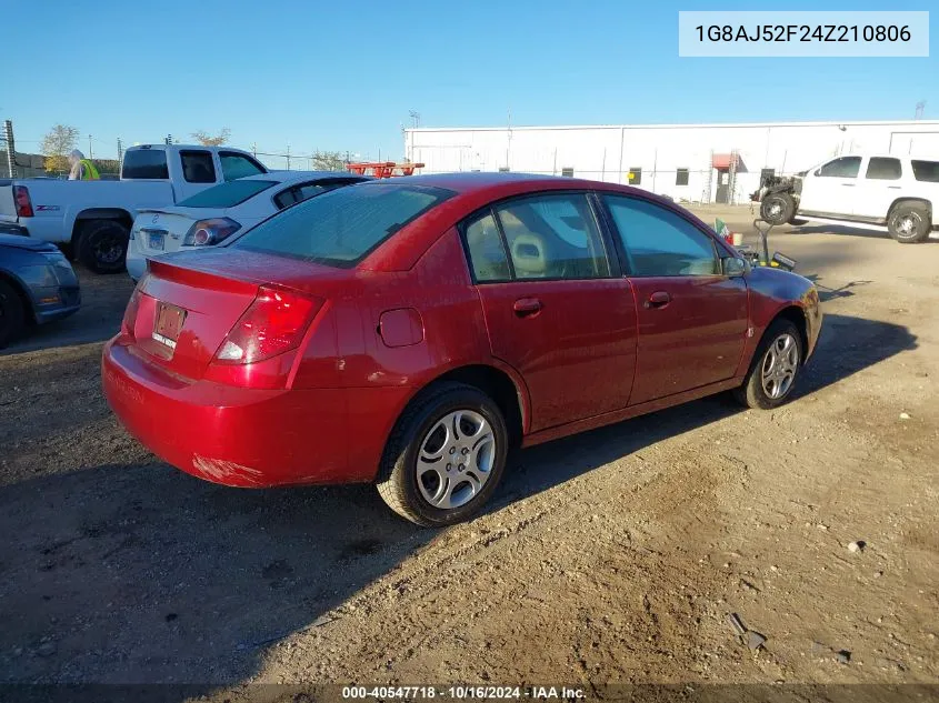 2004 Saturn Ion 2 VIN: 1G8AJ52F24Z210806 Lot: 40547718