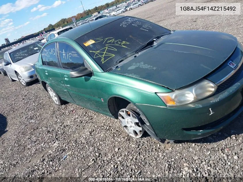 2004 Saturn Ion 2 VIN: 1G8AJ54F14Z215492 Lot: 40619554