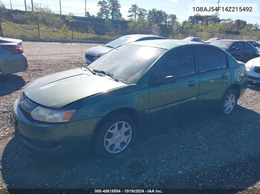 2004 Saturn Ion 2 VIN: 1G8AJ54F14Z215492 Lot: 40619554