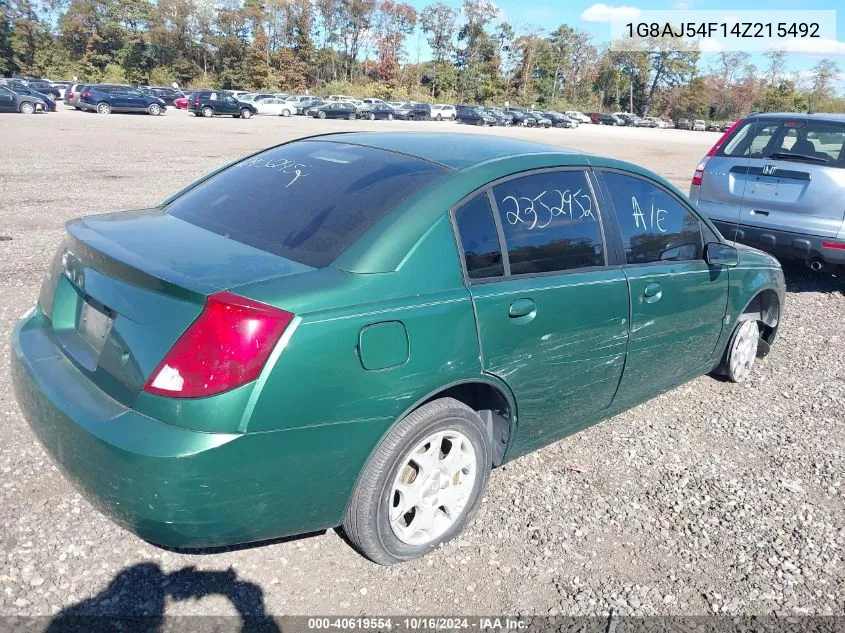 2004 Saturn Ion 2 VIN: 1G8AJ54F14Z215492 Lot: 40619554