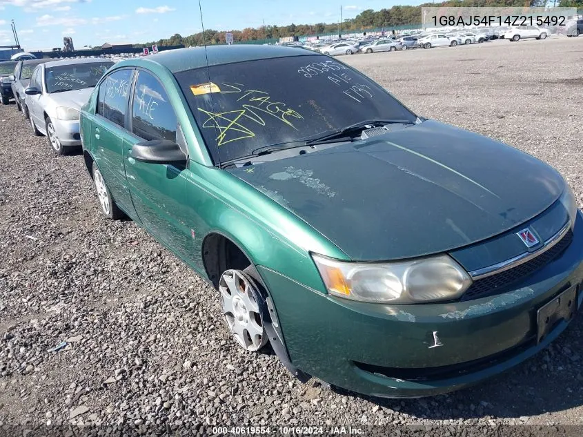 2004 Saturn Ion 2 VIN: 1G8AJ54F14Z215492 Lot: 40619554