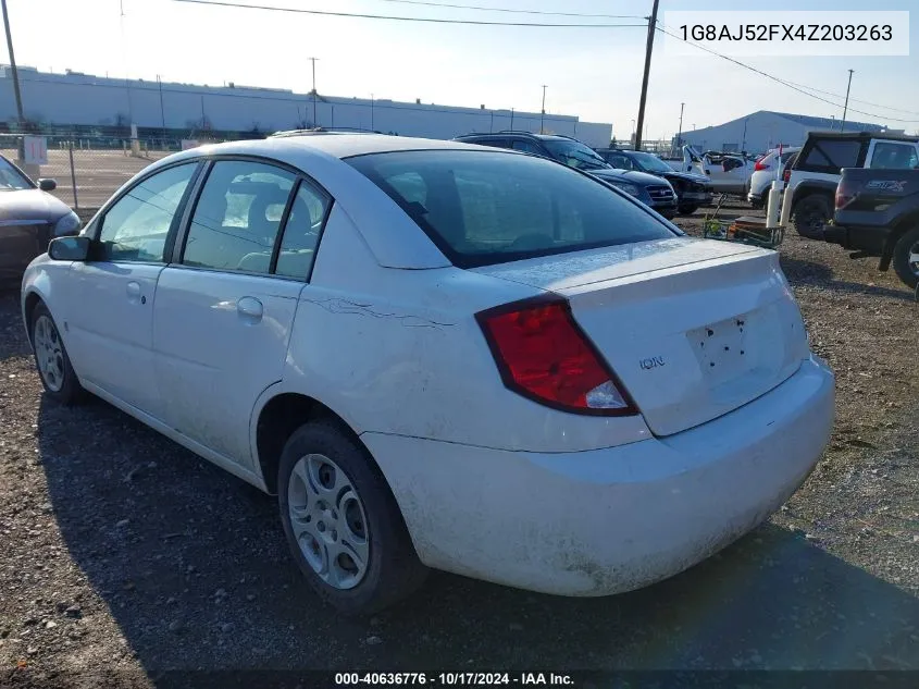 2004 Saturn Ion 2 VIN: 1G8AJ52FX4Z203263 Lot: 40636776