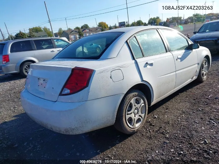 2004 Saturn Ion 2 VIN: 1G8AJ52FX4Z203263 Lot: 40636776